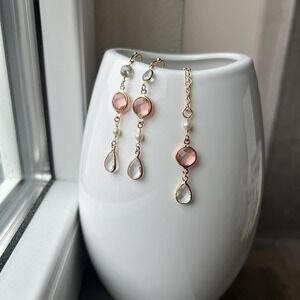 Jewelry Set Pearl Peach Quartz Crystal Glass Victorian Regency Romantic Glam